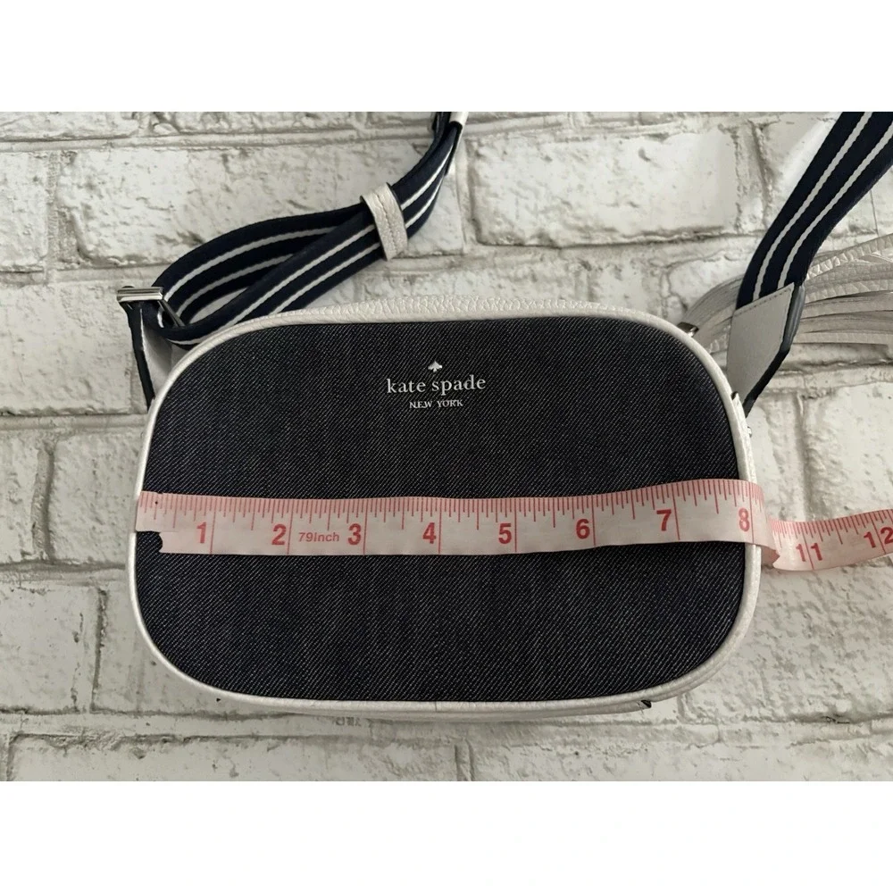 Kate Spade Kourtney‎ Blue Denim White Leather Camera Bag Crossbody Bag